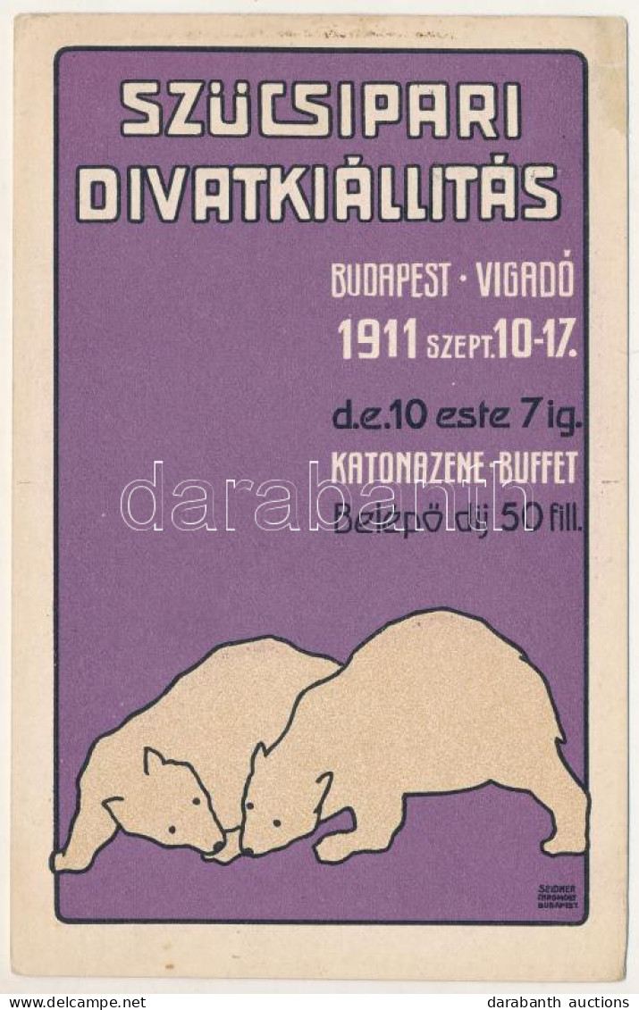 T3 1911 Szűcsipari Divatkiállítás Budapesten, Reklámlap / Hungarian Furriery Fashion Exhibition, Advertisement S: Seidne - Non Classés