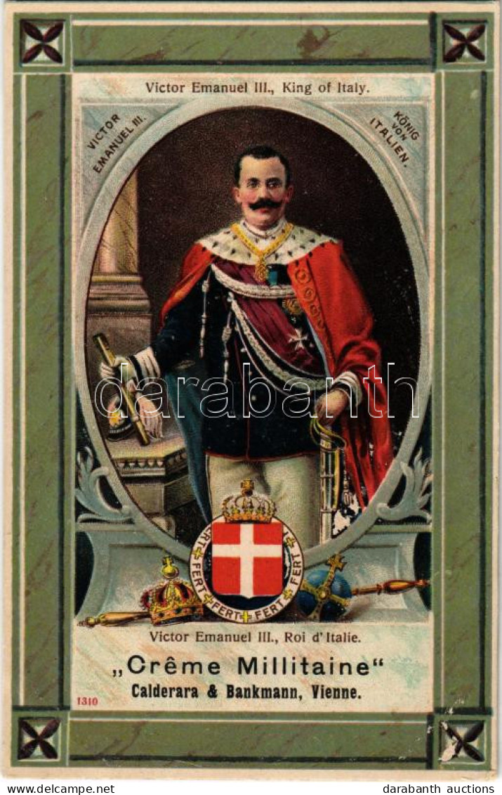 ** T2 Victor Emanuel III King Of Italy. "Creme Millitaine" Calderara & Bankmann, Vienne. Art Nouveau Litho - Non Classés