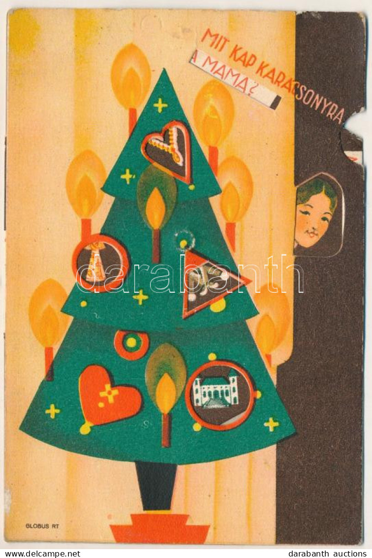 ** T2/T3 Mit Kap Karácsonyra .... ? Karácsonyi Mechanikus Forgó üdvözlőlap / Christmas Greeting, Mechanical Postcard (gy - Non Classés