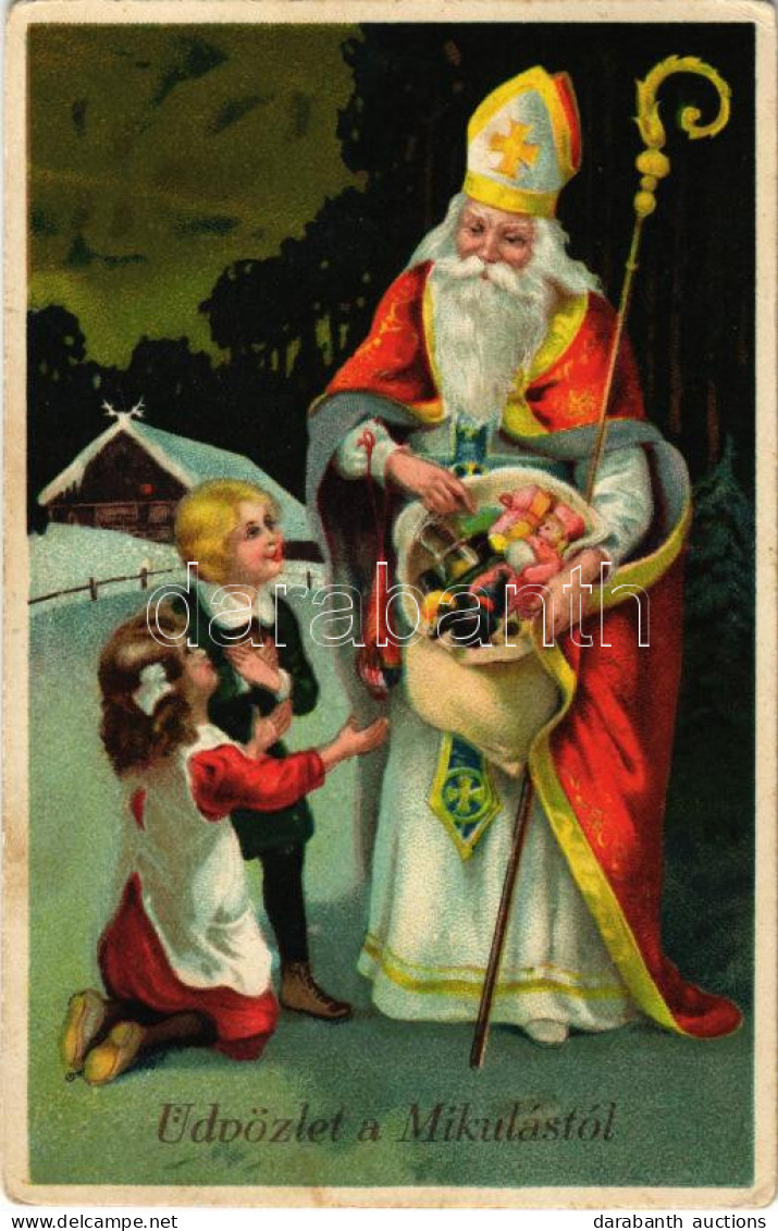 T2/T3 1928 Üdvözlet A Mikulástól / Saint Nicholas With Toys (EK) - Zonder Classificatie