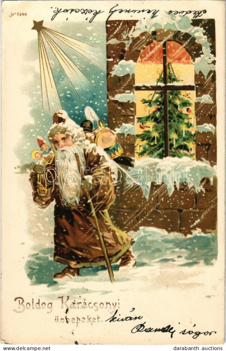 T2/T3 1900 Boldog Karácsonyi ünnepeket / Saint Nicholas With Christmas Greetings And Toys. Litho (EK) - Zonder Classificatie