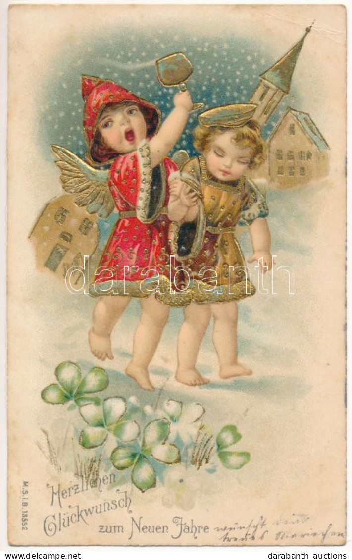 T4 1907 Herzlichen Glückwunsch Zum Neuen Jahre / New Year Greeting Art Postcard, Litho (lyuk / Pinhole) - Unclassified