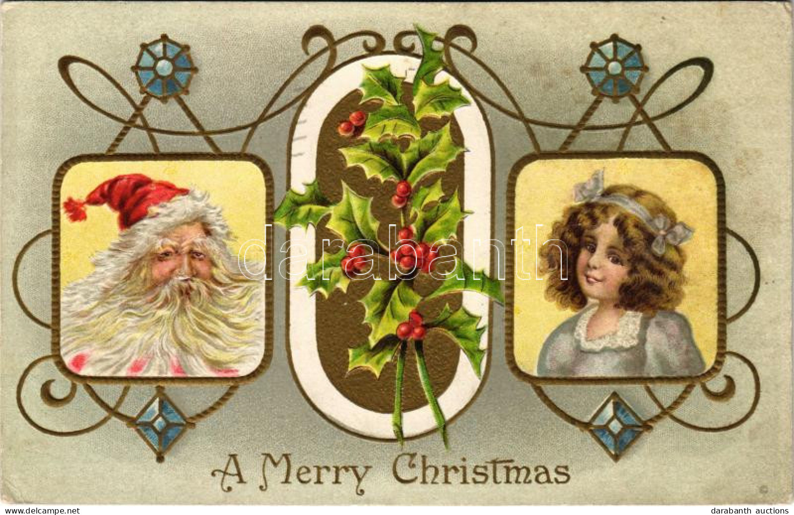 T2/T3 1910 A Merry Christmas, Saint Nicholas. A.S. Meeker Series Number 576. Art Nouveau Embossed Litho / Karácsonyi üdv - Sin Clasificación