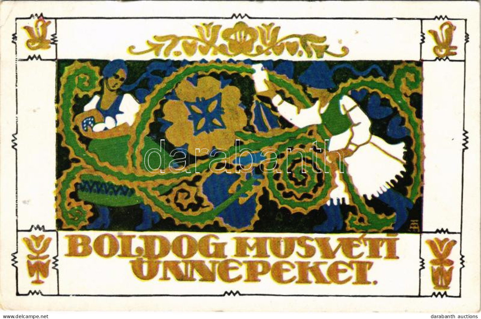 T2/T3 1929 Boldog Húsvéti Ünnepeket! Magyar Népművészeti Lap / Easter Greeting, Hungarian Folk Art (EK) - Ohne Zuordnung