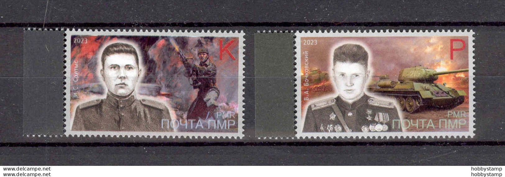 Label Transnistria 2023 WWII Heroes Of The Soviet Union 2v**MNH - Viñetas De Fantasía