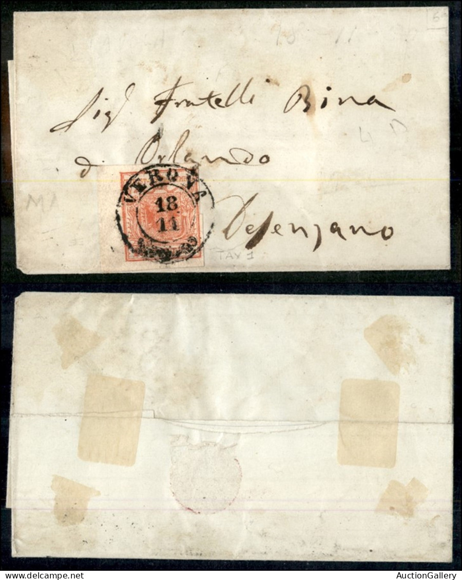 Antichi Stati Italiani - Lombardo Veneto - 15 Cent (3) Bordo Foglio A Sinistra (5 Mm.) - Letterina Da Verona A Desenzano - Altri & Non Classificati