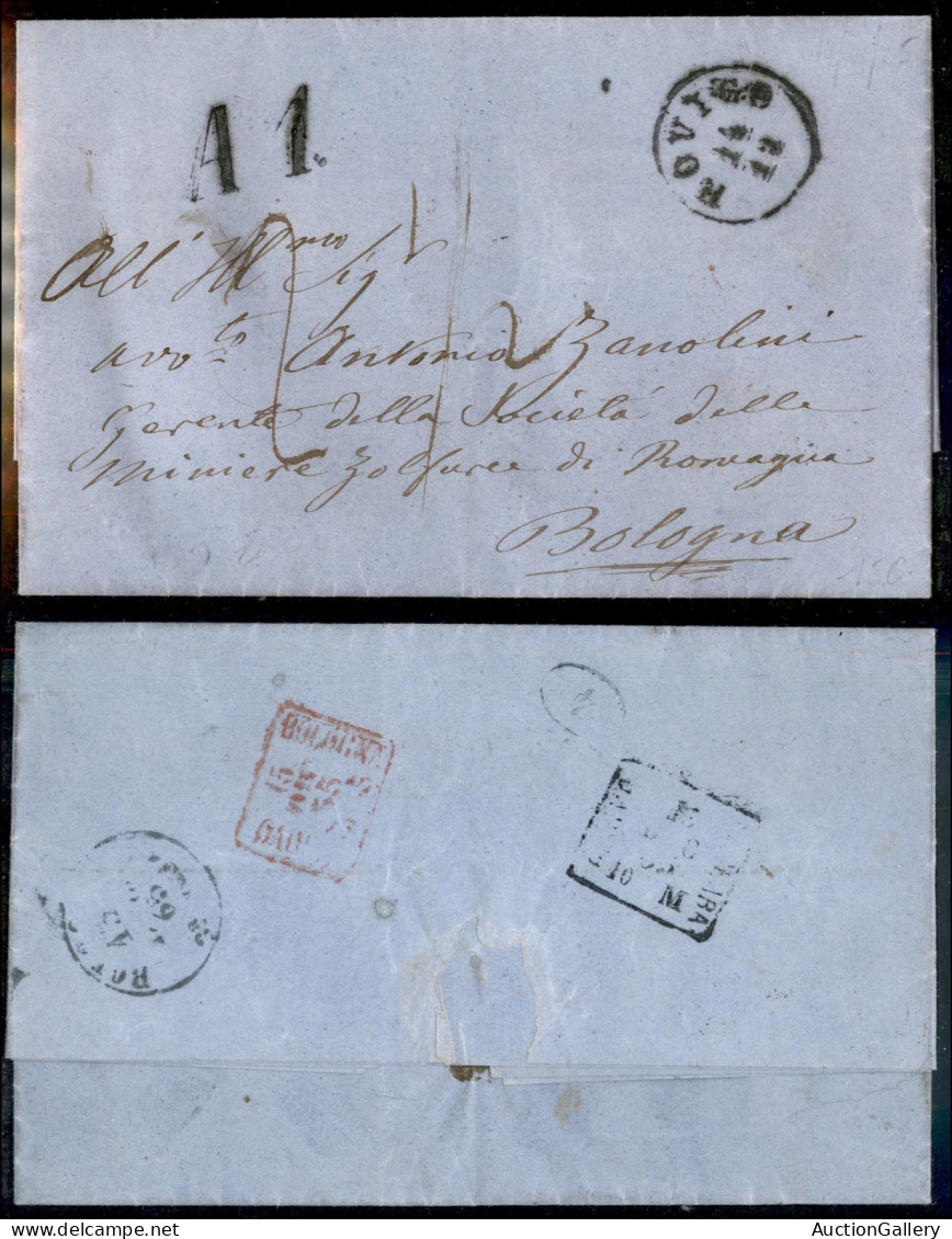 Antichi Stati Italiani - Lombardo Veneto - Territori Italiani D'Austria - Rovigo 14/12 (1865) + A1. - Lettera Per Bologn - Sonstige & Ohne Zuordnung