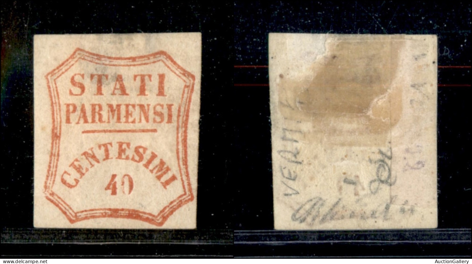 Antichi Stati Italiani - Parma - 1859 - 40 Cent (17) - Gomma Parziale (con Forte Linguella) - Assottigliato Al Retro (1. - Sonstige & Ohne Zuordnung