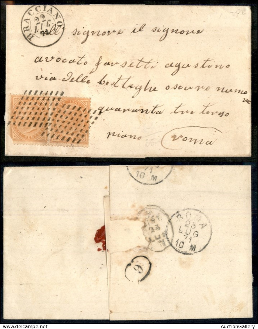 Antichi Stati Italiani - Stato Pontificio - Bracciano (P.ti 8) - Coppia Del 10 Cent (17 - Regno) Difettosa A Sinistra -  - Other & Unclassified