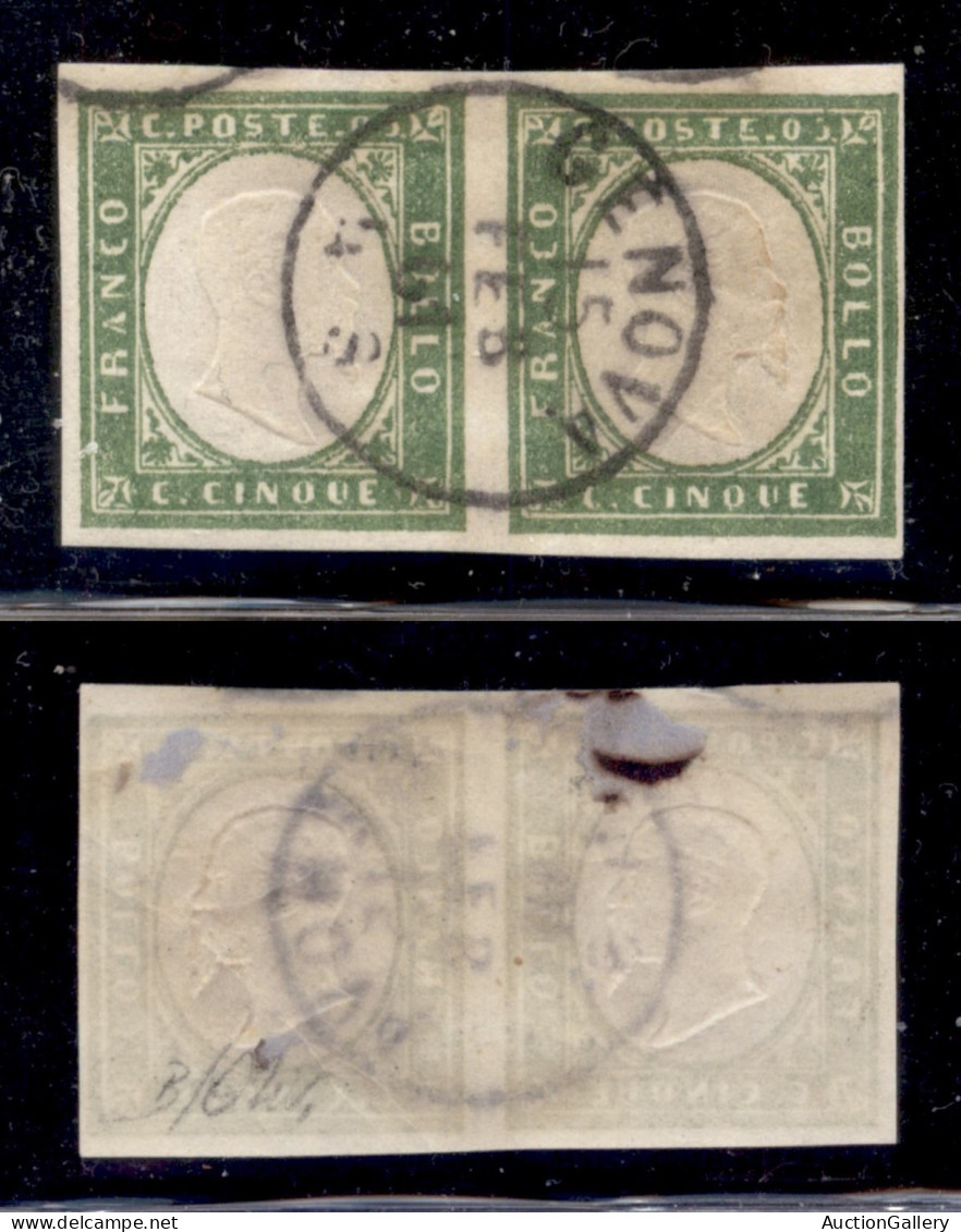 Antichi Stati Italiani - Sardegna - 1861 - 5 Cent (13Ca - Oliva Chiaro) - Coppia Usata - Oliva - Otros & Sin Clasificación