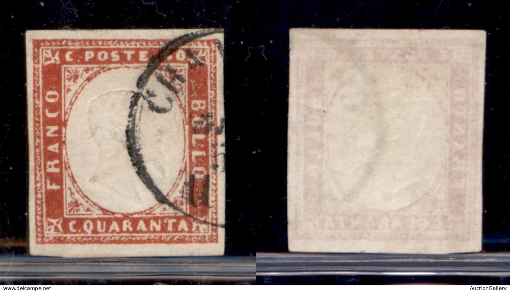 Antichi Stati Italiani - Sardegna - 1859 - 40 Cent (16B - Rosso Mattone) Usato (450) - Andere & Zonder Classificatie