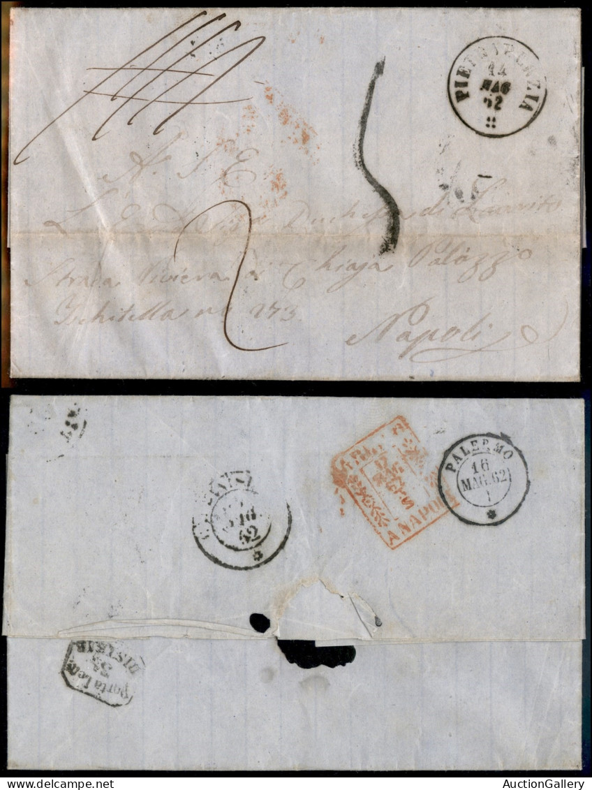 Antichi Stati Italiani - Sicilia - Pietraperizia - 1861/1863 - Tre Lettere Per Napoli - Tassate - Other & Unclassified