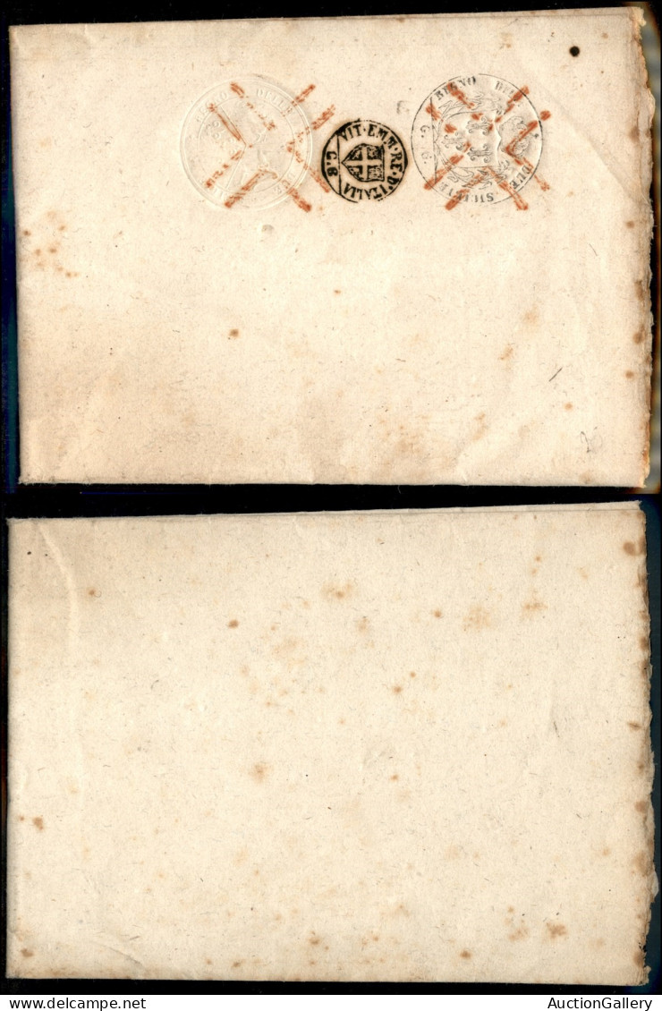 Antichi Stati Italiani - Sicilia - Sicilia (1861) - Carta Bollata Da 6 Grana Annullata In Rosso E Soprastampata Per 6 Ce - Sonstige & Ohne Zuordnung