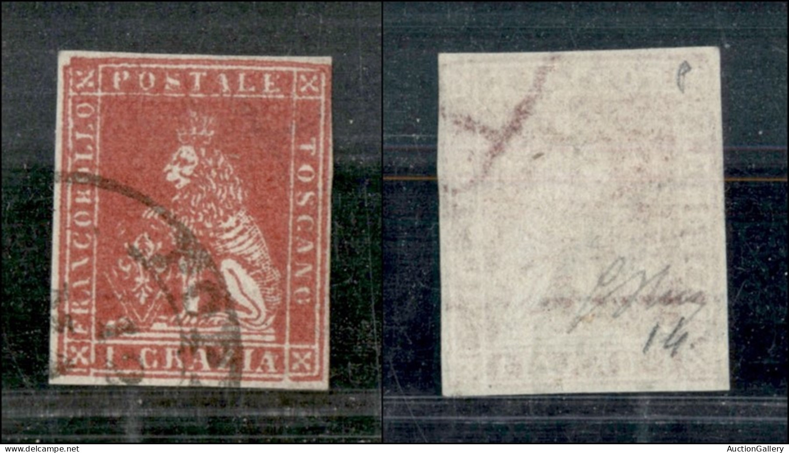 Antichi Stati Italiani - Toscana - 1851 - 1 Crazia (4) Usato - Oliva (250) - Autres & Non Classés