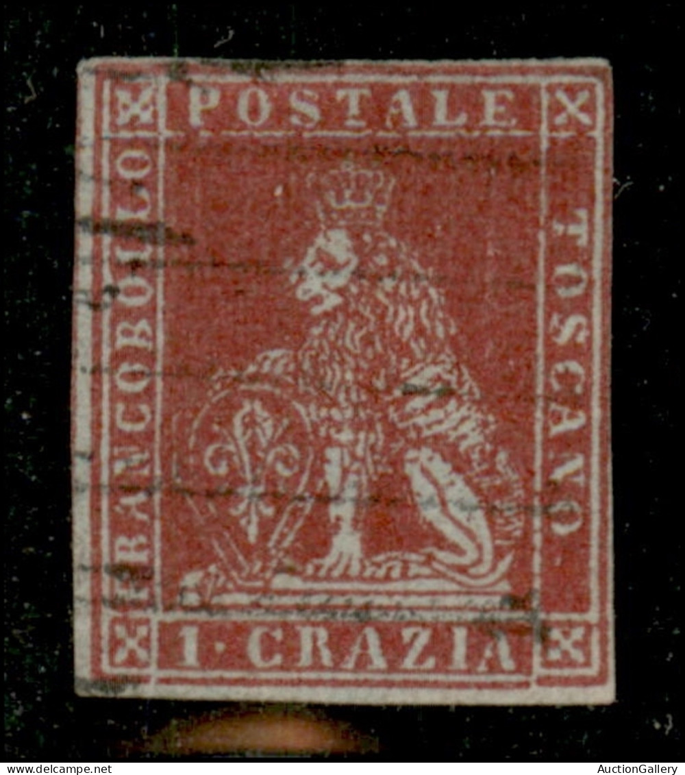 Antichi Stati Italiani - Toscana - 1851 - 1 Crazia (4b - Carta Azzurrata) Stretto Margine A Destra - Cert. AG - Other & Unclassified