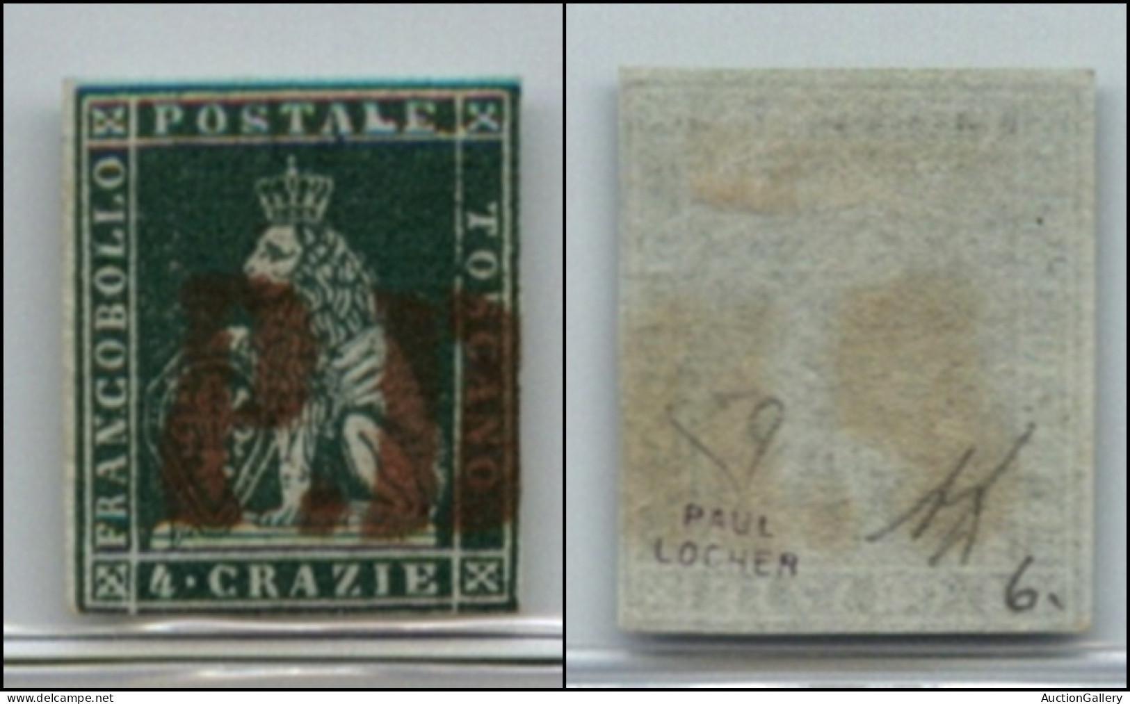 Antichi Stati Italiani - Toscana - 1851 - PD (rosso) - 4 Crazie (6) Usato - Diena (300+) - Sonstige & Ohne Zuordnung