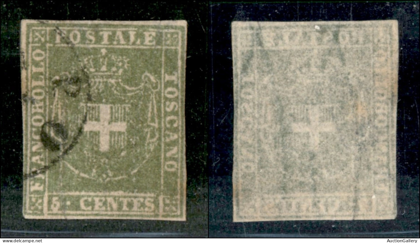 Antichi Stati Italiani - Toscana - 1860 - 5 Cent (18b - Oliva Giallastro) Usato (400) - Otros & Sin Clasificación