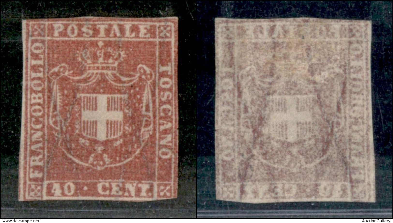 Antichi Stati Italiani - Toscana - 1860 - 40 Cent (21) Nuovo Senza Gomma - Appena Corto Da Tre Lati - Cert. AG (9.500) - Sonstige & Ohne Zuordnung