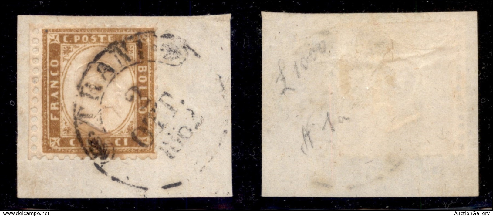 Regno - Vittorio Emanuele II - 1862 - 10 Cent (1) Bordo Foglio Usato A Trani (2.10.62) Su Frammento - Andere & Zonder Classificatie
