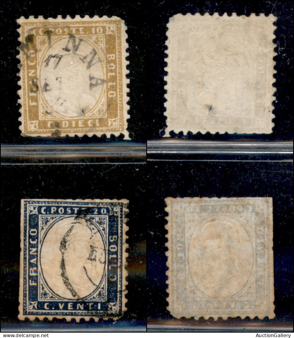 Regno - Vittorio Emanuele II - 1862 - 10 Cent (1) Usato A Ciminna (P.ti R1) + 20 Cent (2) Usato - Difetti - Autres & Non Classés