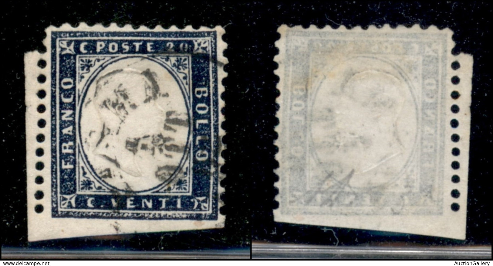 Regno - Vittorio Emanuele II - 1862 - 20 Cent (2) Angolo Di Foglio Non Dentellato In Basso (pos. 46) Usato A Parma 1.10. - Sonstige & Ohne Zuordnung