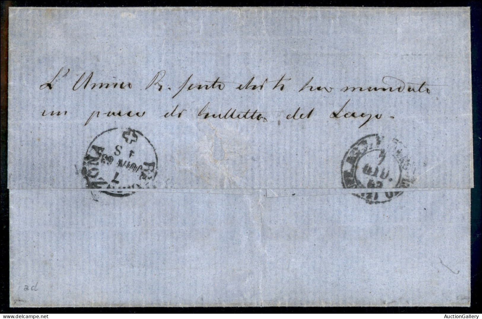 Regno - Vittorio Emanuele II - Lettera Affrancata Con 10 Cent V. Emanuele II (14E) Da Milano A Bellinzona Del 6 Giu. 63 - Autres & Non Classés