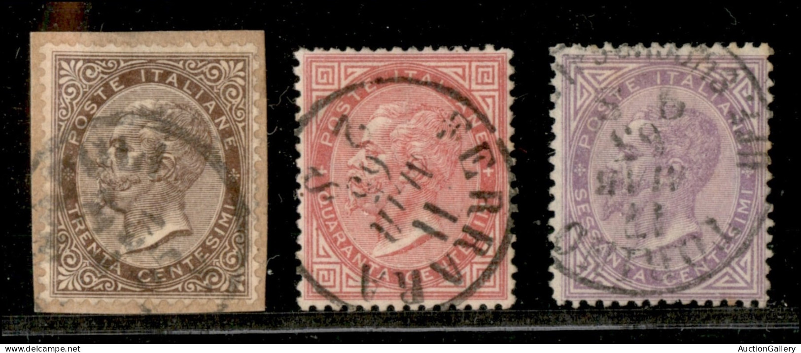 Regno - Vittorio Emanuele II - 1863 - De La Rue (L19/L21) - 3 Diversi - Usati (210) - Andere & Zonder Classificatie