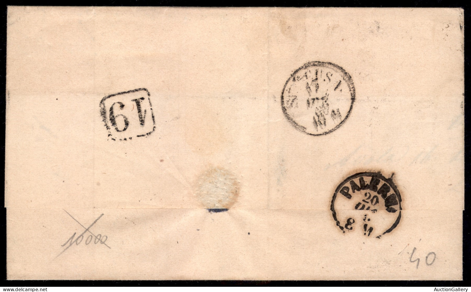 Regno - Vittorio Emanuele II - Lettera Con Coppia Verticale 20/15 Cent I Tipo (23) Con Bollo Numerale 365 Da Avola 16 Di - Autres & Non Classés