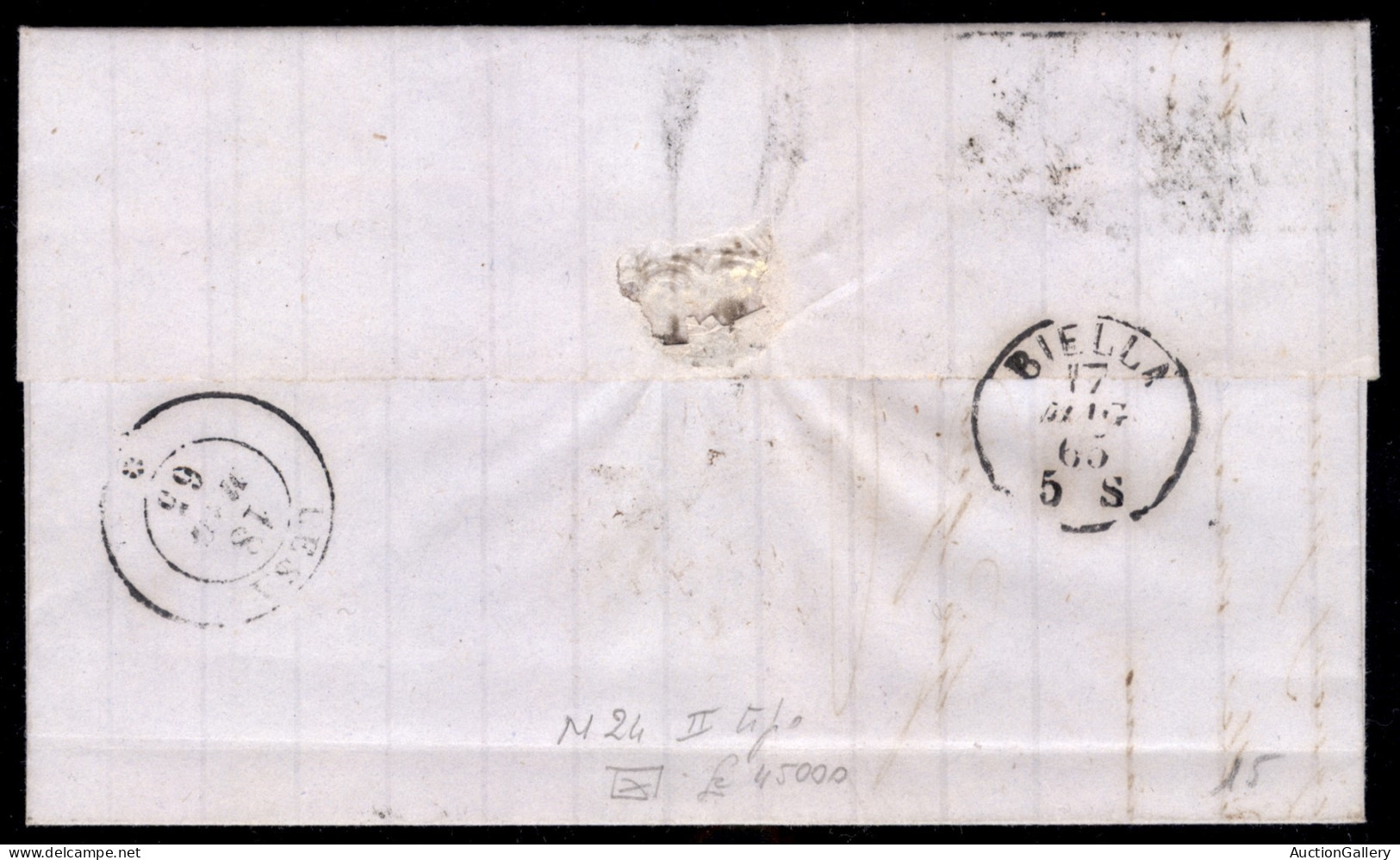 Regno - Vittorio Emanuele II - Lettera Con 20/15 Cent II Tipo (24) Da Mosso Sa Maria 17 Mag. 65 Per Lesa - Autres & Non Classés