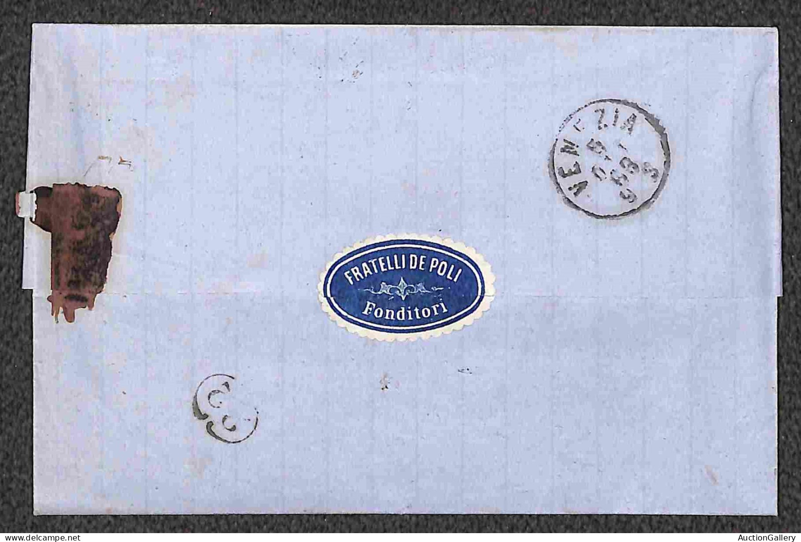 Regno - Vittorio Emanuele II - 1867/1869 - 20 Cent (26) - Tre Lettere D'archivio Da Vittorio A Venezia (un 20 Cent Ritag - Autres & Non Classés