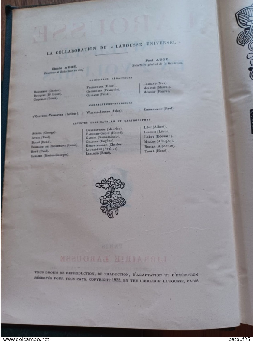 Larousse Universel En 2 Volumes 1922 Tres Bon état 7kg - Dictionaries