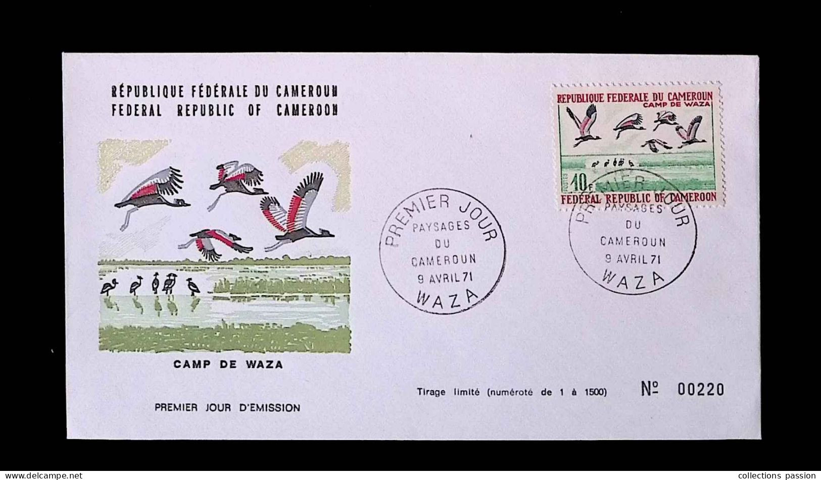 CL, FDC, Premier Jour, Cameroun, Waza, 9 Avril 1971, Paysages Du Cameroun, Camp De Waza - Camerun (1960-...)