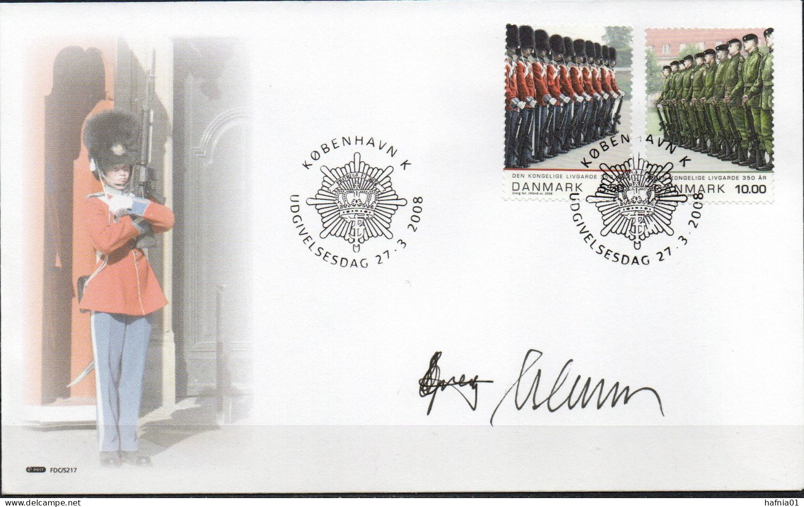 Martin Mörck. Denmark 2008. 350 Anniv Royal Bodyguard. Michel 1490 FDC. Signed. - FDC