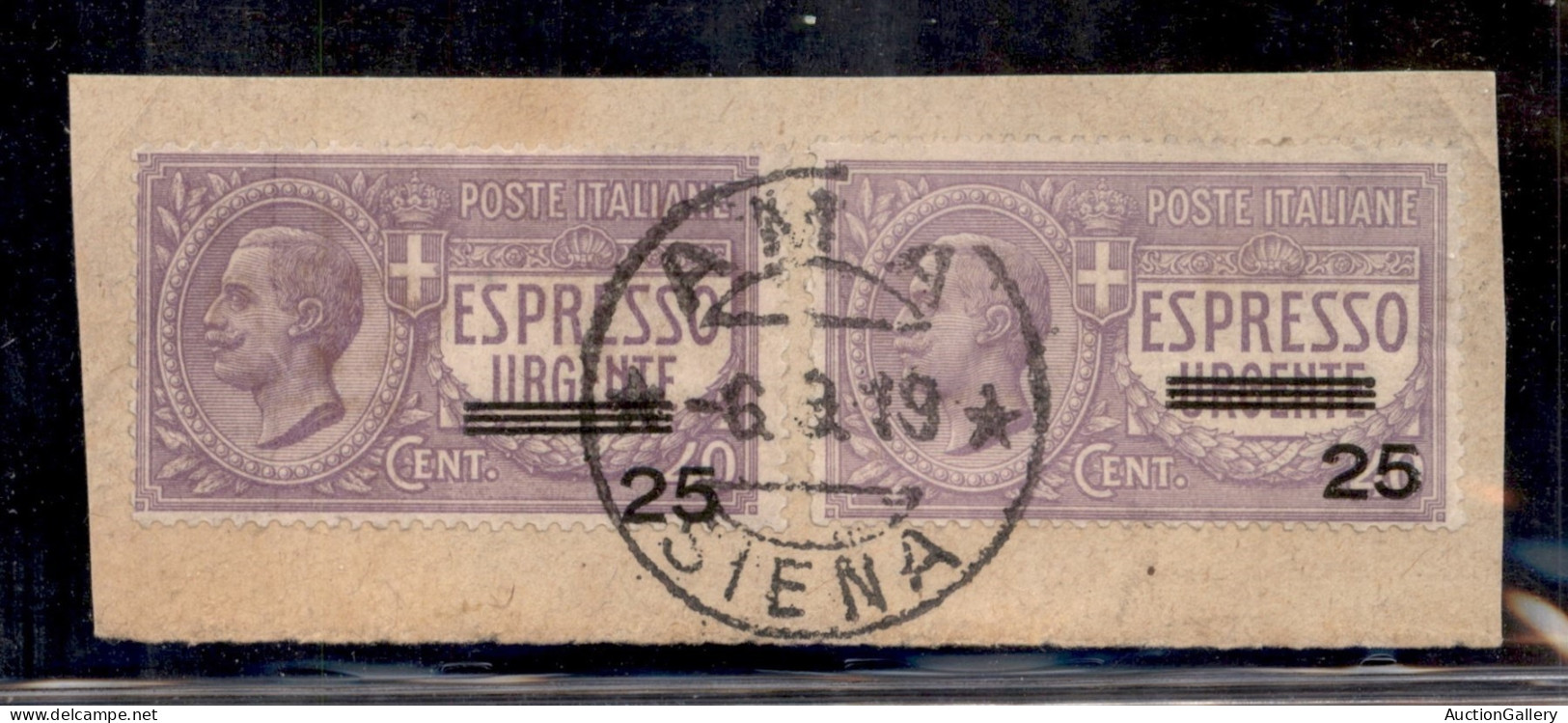 Regno - Espressi - 1908 - Due 25 Su 40 Cent (3) Su Frammento - Ama 6.8.19 - Autres & Non Classés