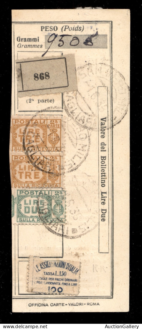 Regno - Assicurativi - 1,50 Lire (9 - Madre) Difettoso Su Ricevuta Di Bollettino Da Cagliari Del 1.6.36 - Autres & Non Classés