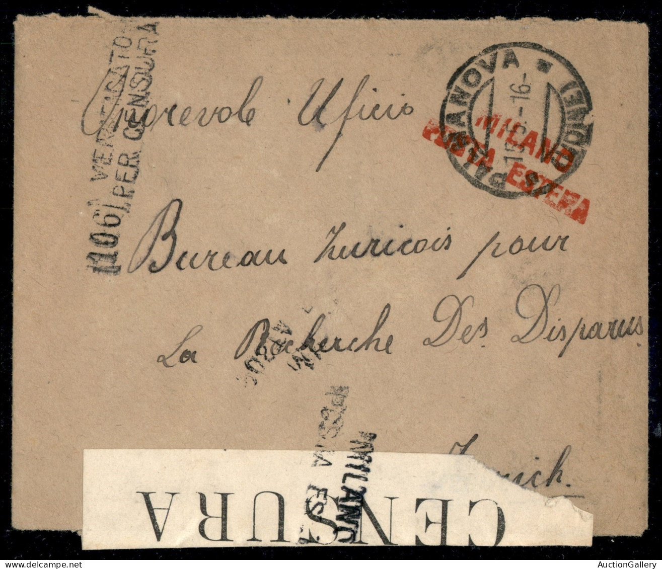 Regno - Posta Militare - 1916 (15 Maggio) - Palmanova (Udine) - Busta Per Zurigo - Altri & Non Classificati