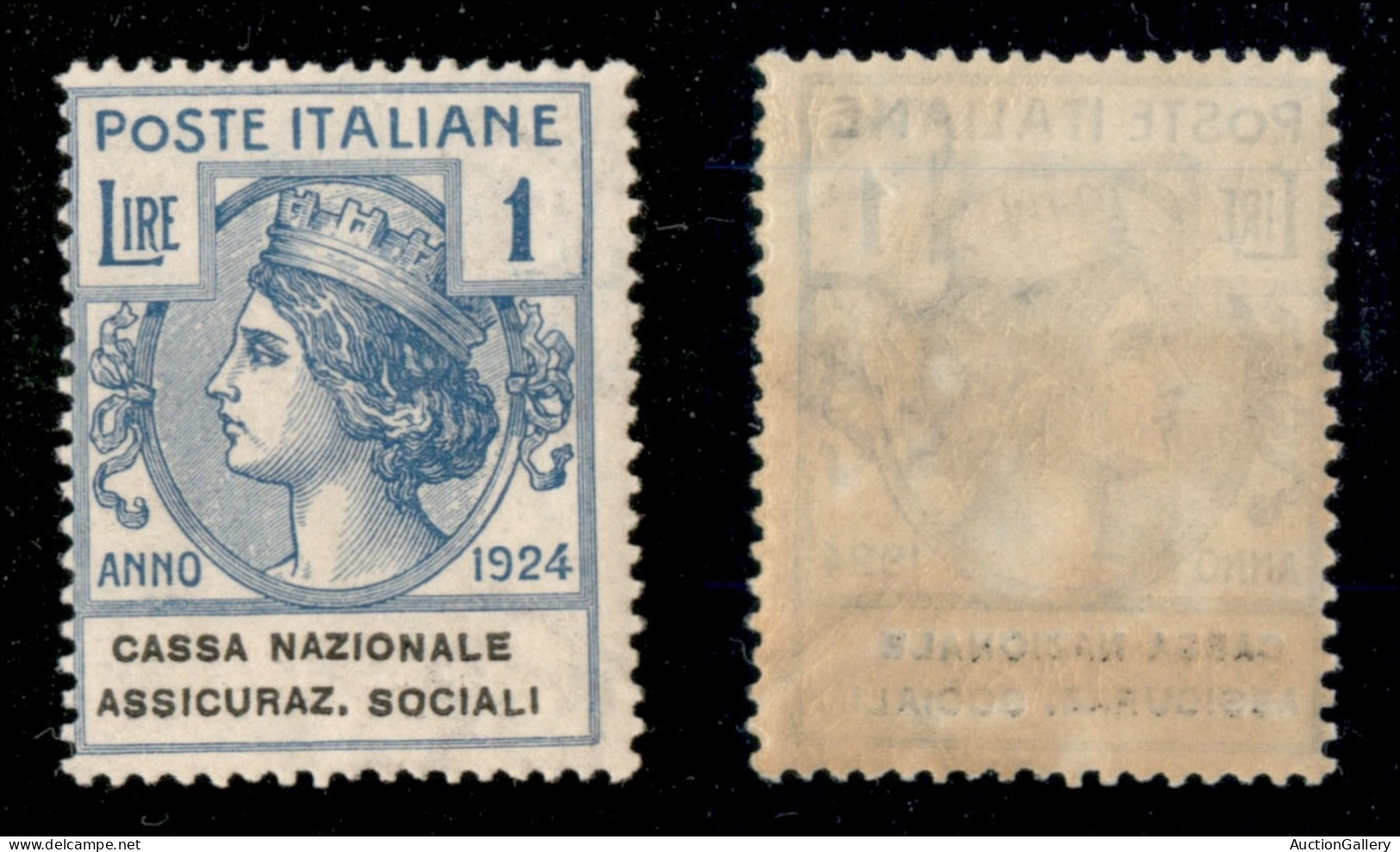 Regno - Parastatali - 1924 - 1 Lira Assicuraz. Sociali (29) - Gomma Integra (275) - Other & Unclassified