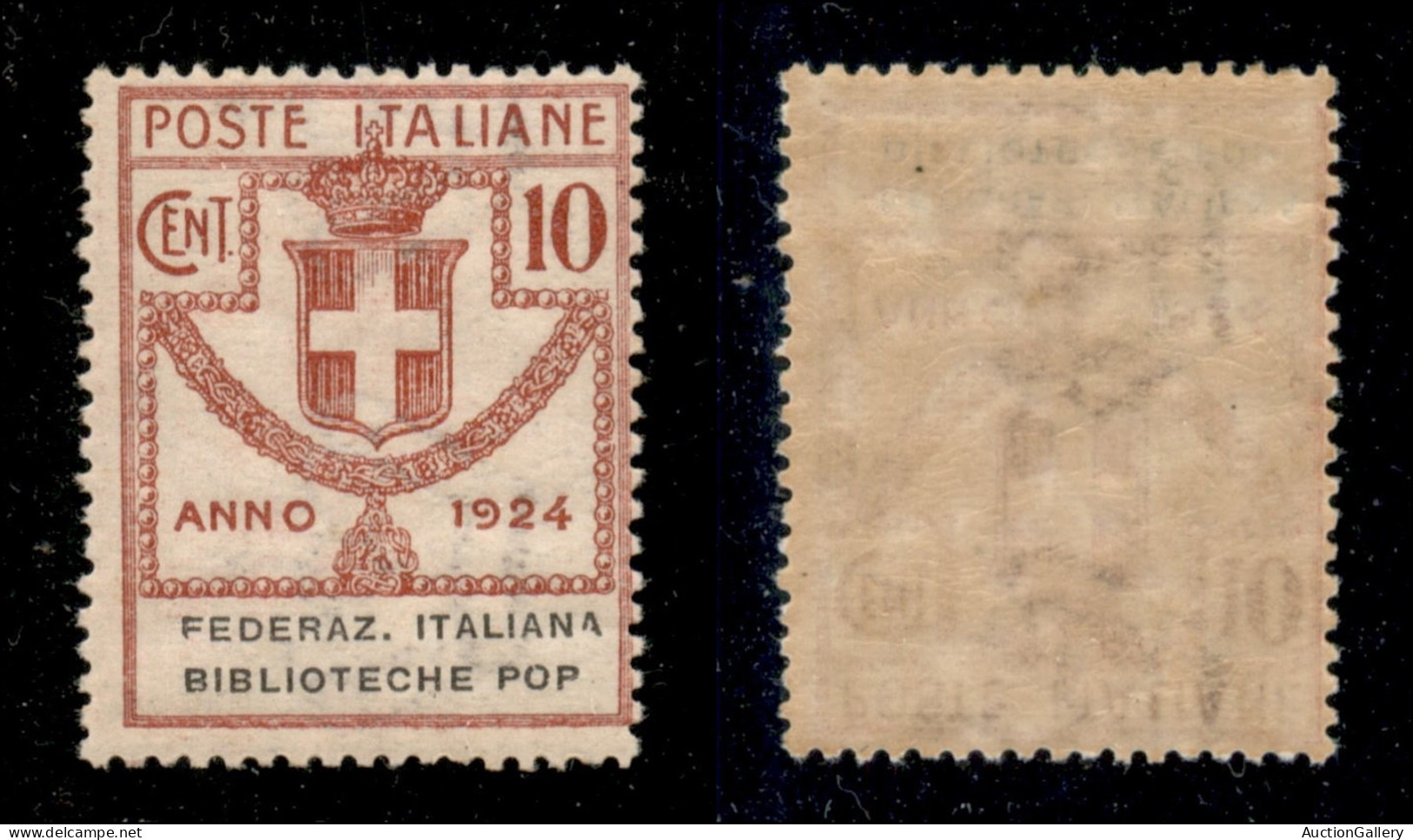 Regno - Parastatali - 1924 - 10 Cent Biblioteche Pop (34b) Senza Punto Dopo P - Gomma Integra (120) - Other & Unclassified