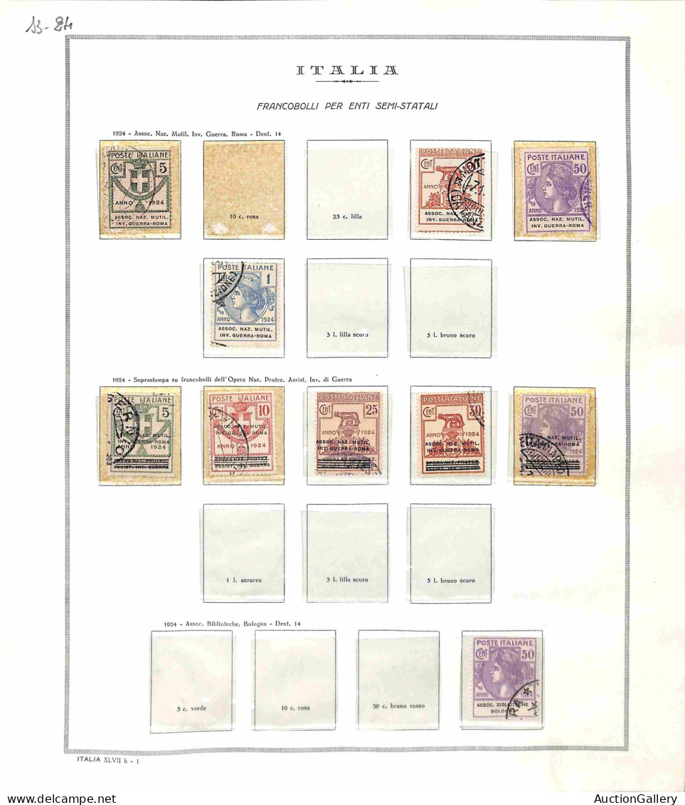 Regno - Parastatali - Parastatali - 1924  -Lotto Di 28 Valori Usati Delle Diverse Emissioni Montati Su 4 Fogli D'album - - Other & Unclassified
