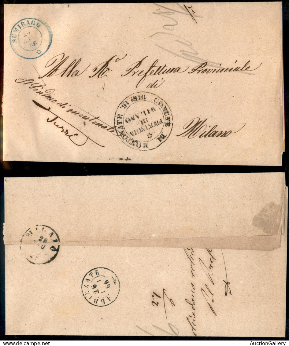 Regno - Annulli - Sumirago (azzurro) - Lettera Per Milano Del 25.6.1866 - Autres & Non Classés