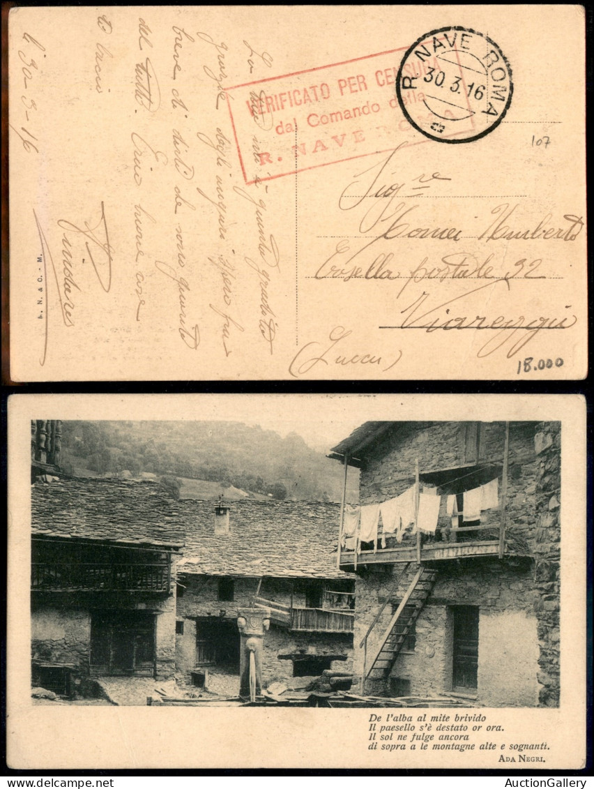 Regno - Navigazione - Regie Navi - 1908/1943 - Cinque Cartoline (tre In Franchigia) Delle R. Navi Etruria (3) + Roma + S - Other & Unclassified