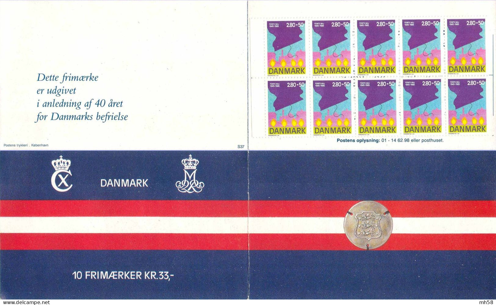 DANEMARK 1985 - Carnet / Booklet / MH Indice S37 - 33 Kr Anniversaire De La Libération - YT C 838 / MI 837 - Booklets