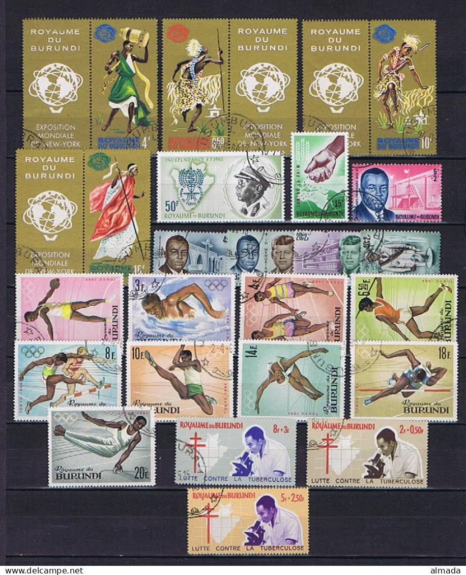 Burundi 1962-1971: 41 Diff. Used With Cpl Sets, 41 Versch. Gestempelt M. Sätzen - Verzamelingen