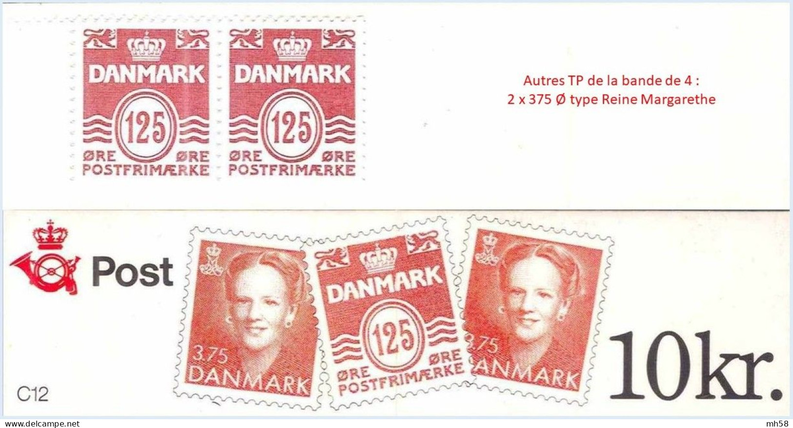 DANEMARK 1992 - Carnet / Booklet / MH Indice C12 - 10 Kr Chiffres / Reine Margarethe - YT C 1031 I / MI MH 45 - Booklets