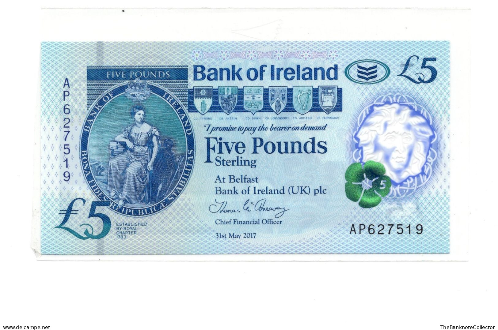 Northern Ireland 5 Pounds 2017 Polymer Issue P-90 UNC - Ireland