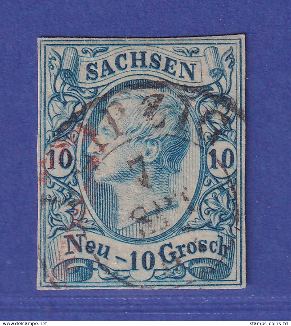 Sachsen 1856 König Johann I. 10 Neugroschen  Mi.-Nr. 13 A  Gestempelt - Saxe