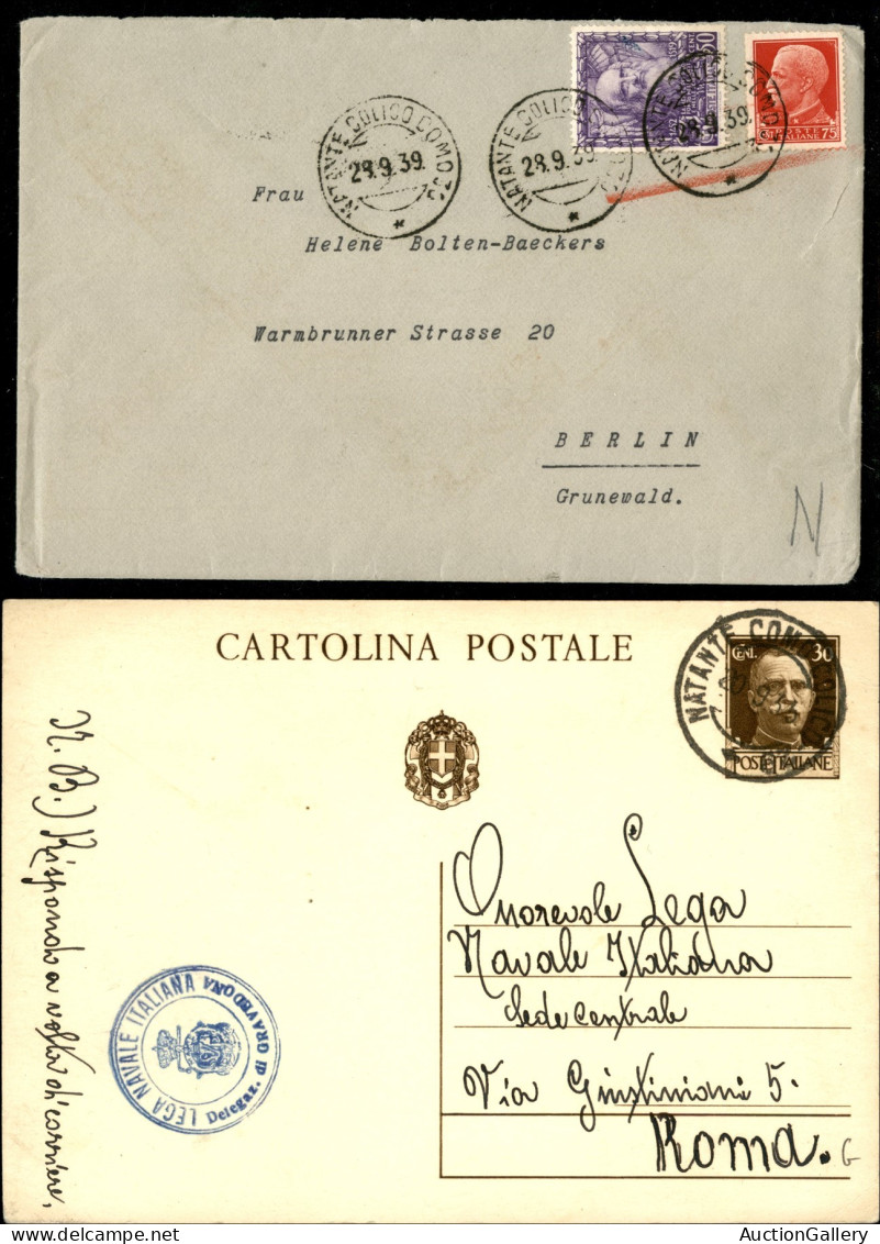 Regno - Navigazione - 1935/39 Una Lettera Ed Un Intero Postale Con Bolli Natante Como-Colico E Natante Colico-Como - Autres & Non Classés