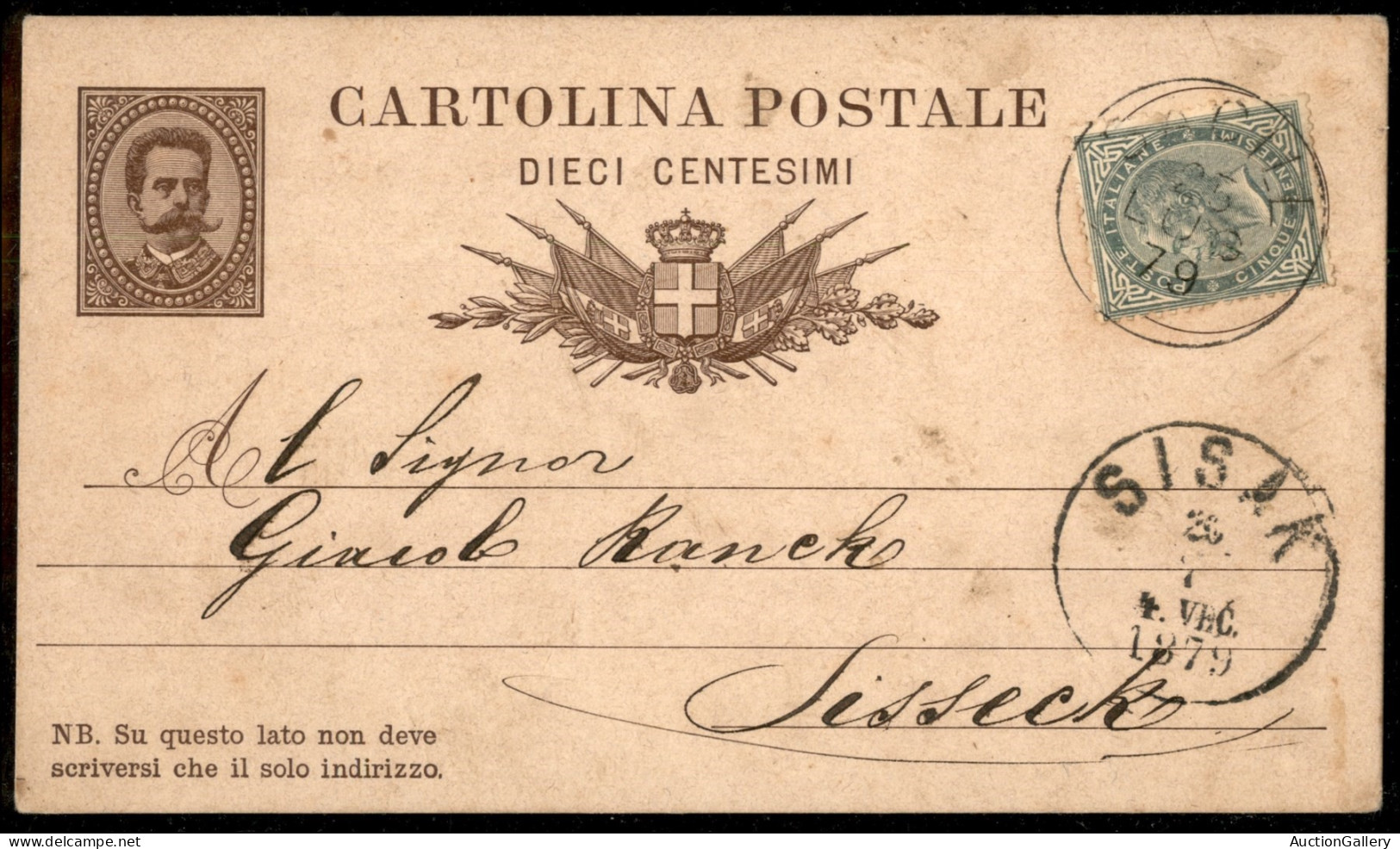 Regno - Interi - Cartolina Postale Da 10 Cent Umberto I (C5b) - 2 Esemplari Con 5 Cent Aggiuntivo Per Estero - Autres & Non Classés