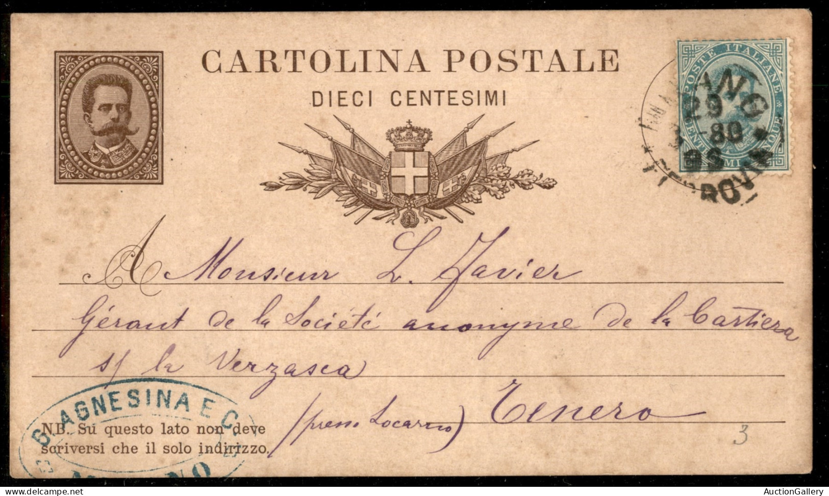 Regno - Interi - Cartolina Postale Da 10 Cent Umberto I (C5b) - 2 Esemplari Con 5 Cent Aggiuntivo Per Estero - Sonstige & Ohne Zuordnung