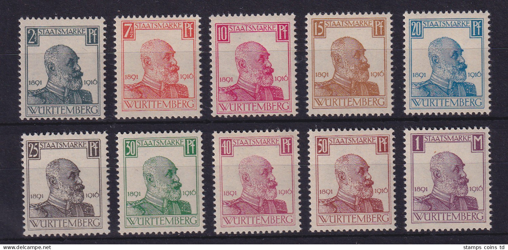 Württemberg 1916 König Wilhelm II. Mi.-Nr. 241-50 Satz Kpl. Postfrisch ** - Nuevos